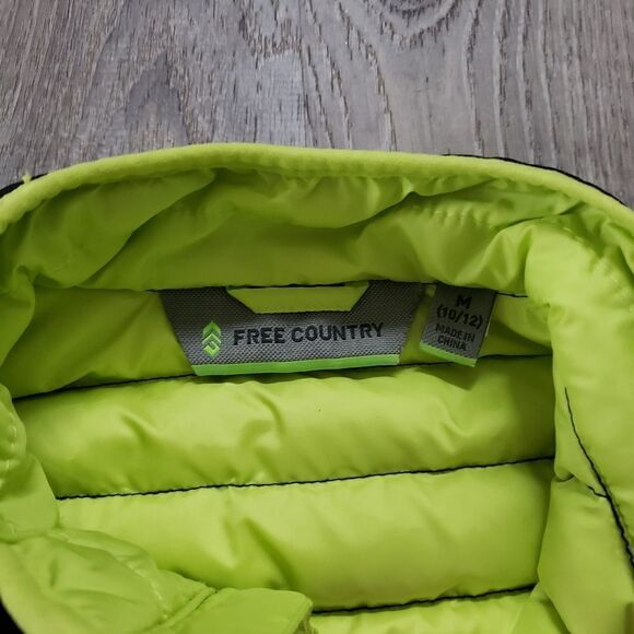 Free Country Womens M Black Green Down Filled Quilted Puffer Long Sleeve Jacket - Picture 5 of 13